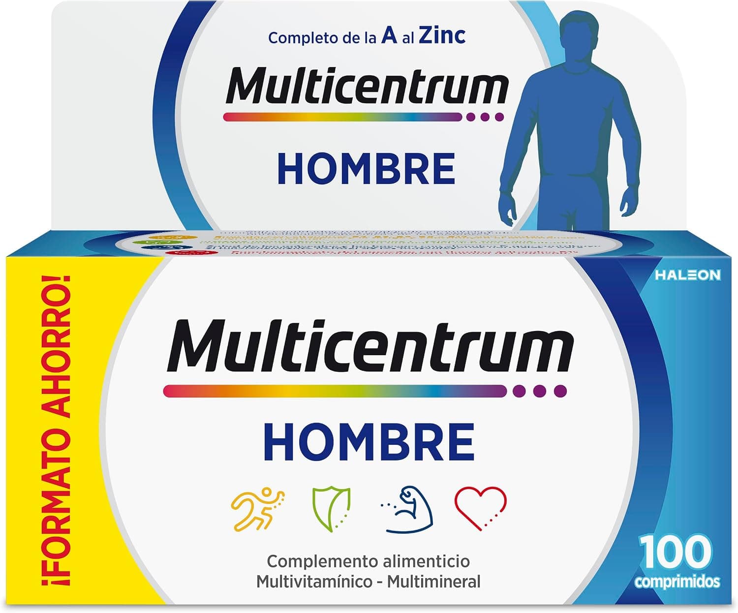Multicentrum Hombre Multivitamínico Multimineral, Sin Gluten, 100 Comprimidos