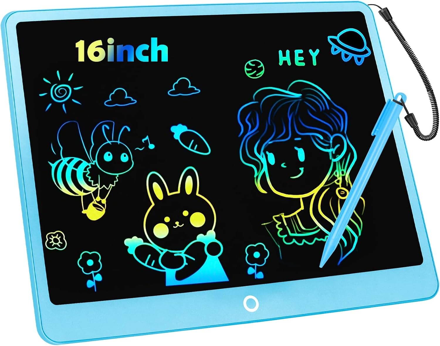 Tableta de Escritura LCD 16 Pulgadas, Tablero de Dibujo Electrónico, Colorida Pizarra Tableta Electrónica Gráfica Pizarra Infantil Juguete Juego de Regalo Cumpleaños para Niñas y Niños de 3-12 Años