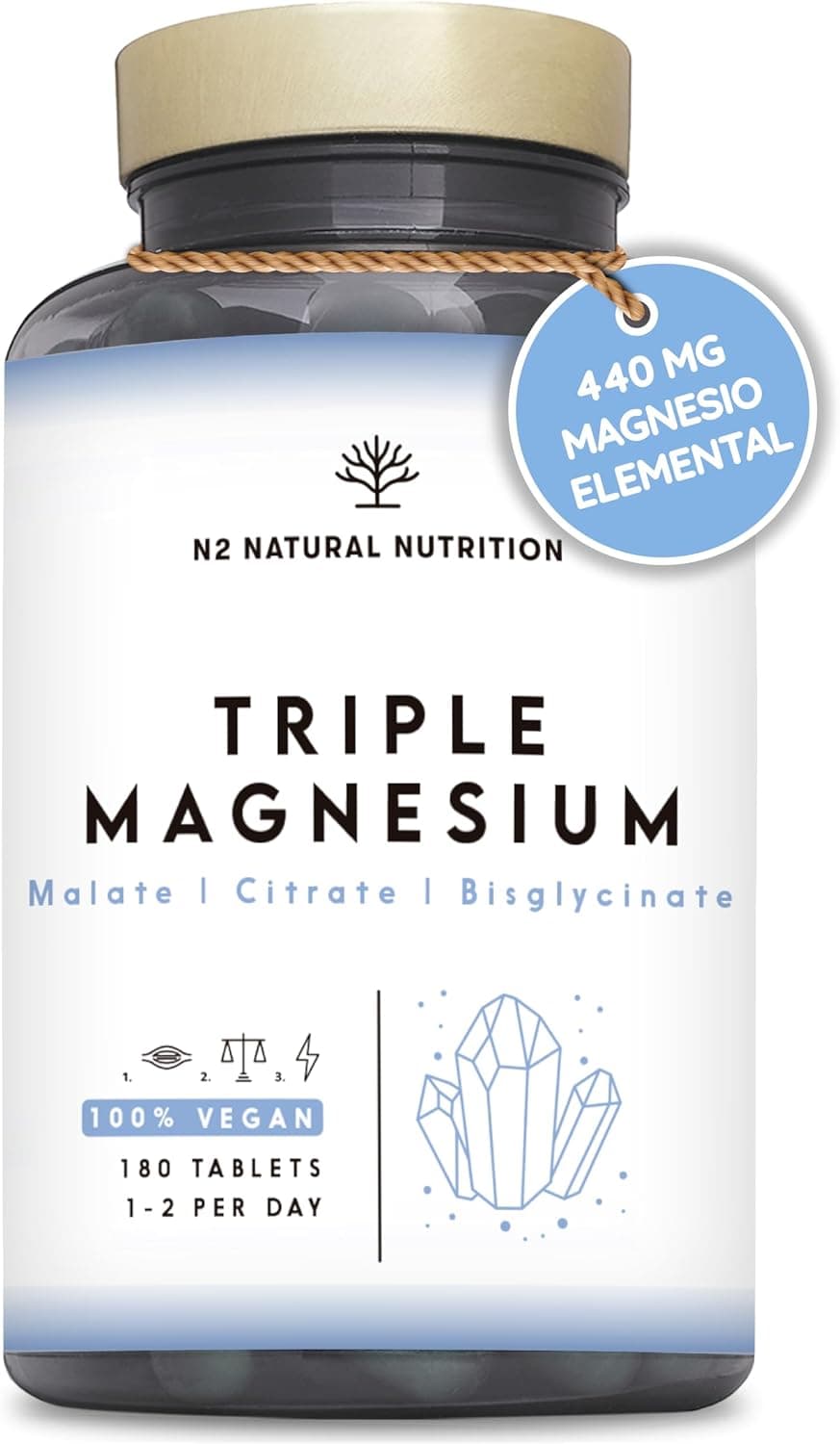 Triple Magnesio Complex 2640mg. 450mg Magnesio Elemental, 180 Comprimidos.