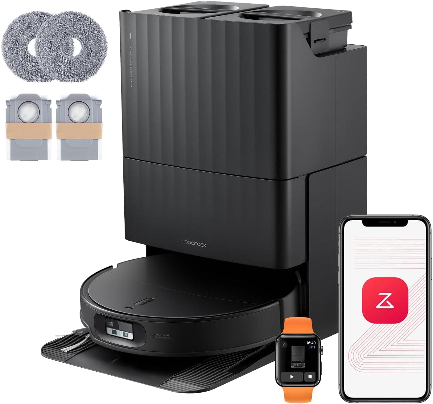 roborock Qrevo Edge 2 Robot Aspirador Succión Extrema de 25000 Pa, Negro
