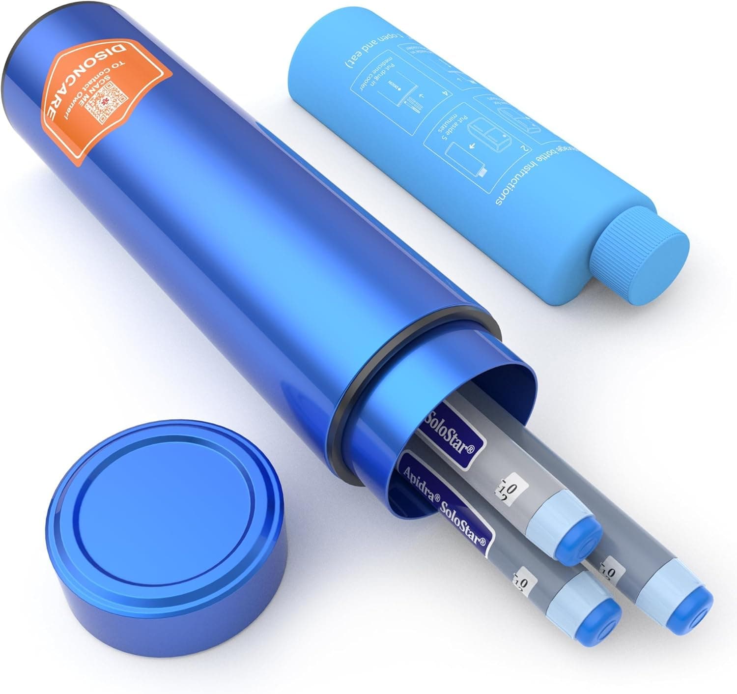 DISONCARE 60H 4 Plumas Nevera Medicamentos Portatil Insulina Viaje TSA 2-8℃ Acumulador Frio de Gel -Estuche Isotermicos Insulina Duro para Jeringas y Viales | Bolsa Isotermica de Diabéticos