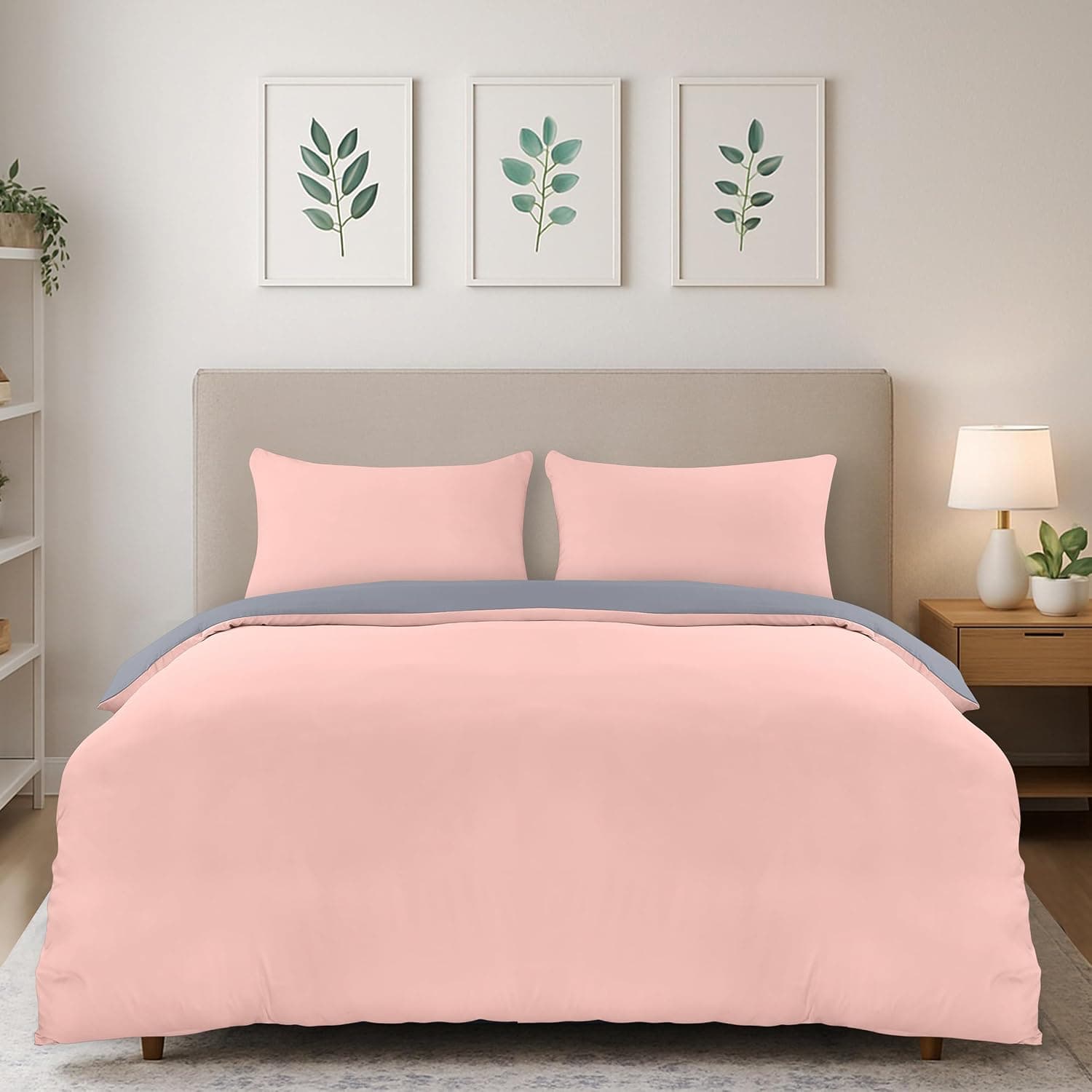 Utopia Bedding Funda Nordica Cama 105 200x200, Gris/Rosa