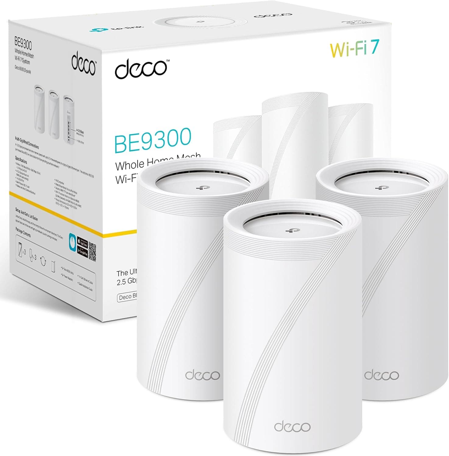 TP-Link Deco BE65 (3-Pack) - Sistema WiFi 7 Mesh, BE9300 Tribanda, MLO