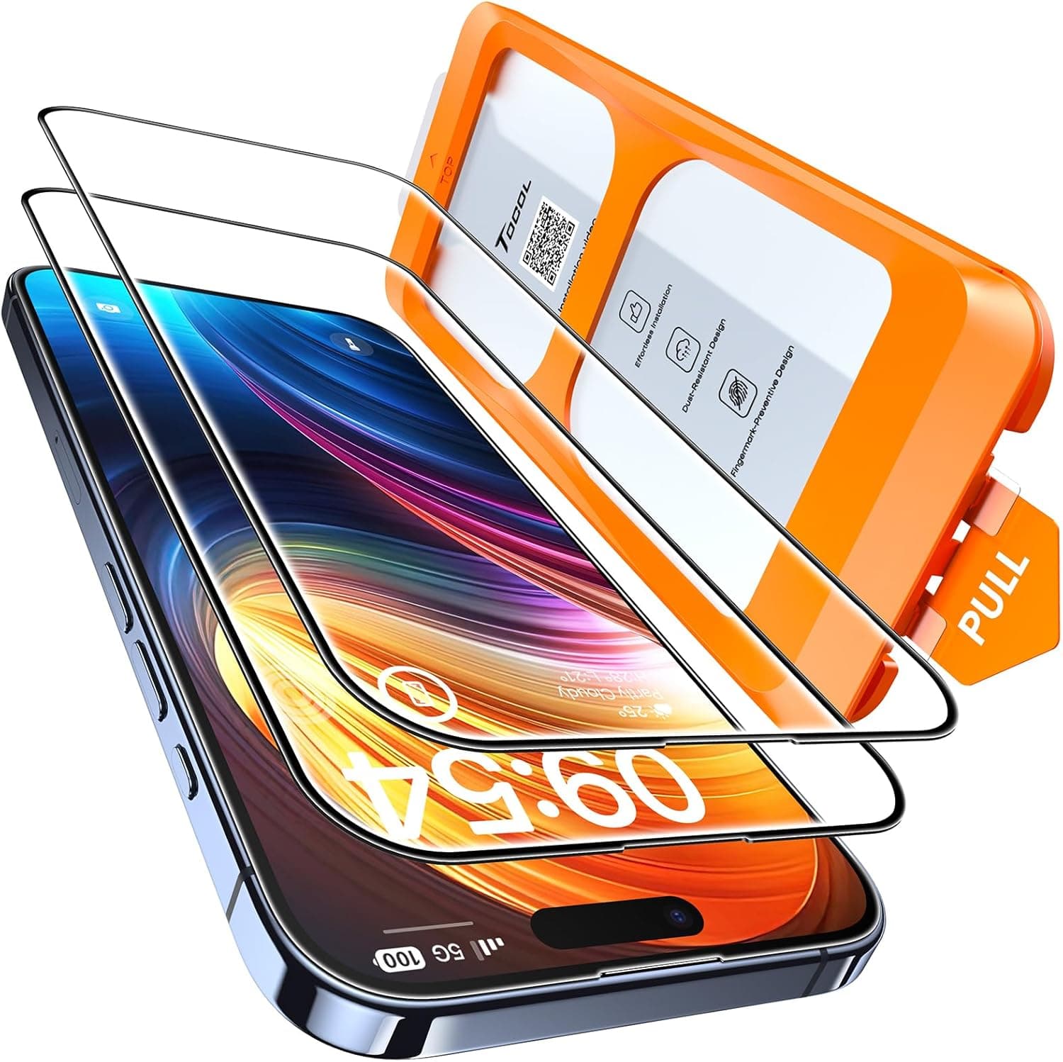 TOCOL 2 Piezas Protector Pantalla para iPhone 15 Pro Max, Instalación Fácil