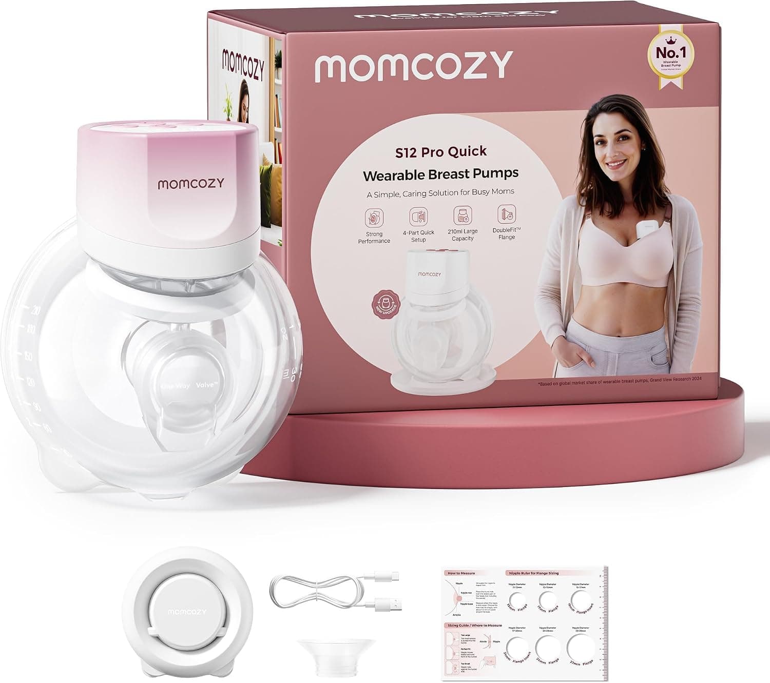 Momcozy S12 Pro Quick Sacaleches, 292 mmHg, Extracción Rápida, 9 Niveles