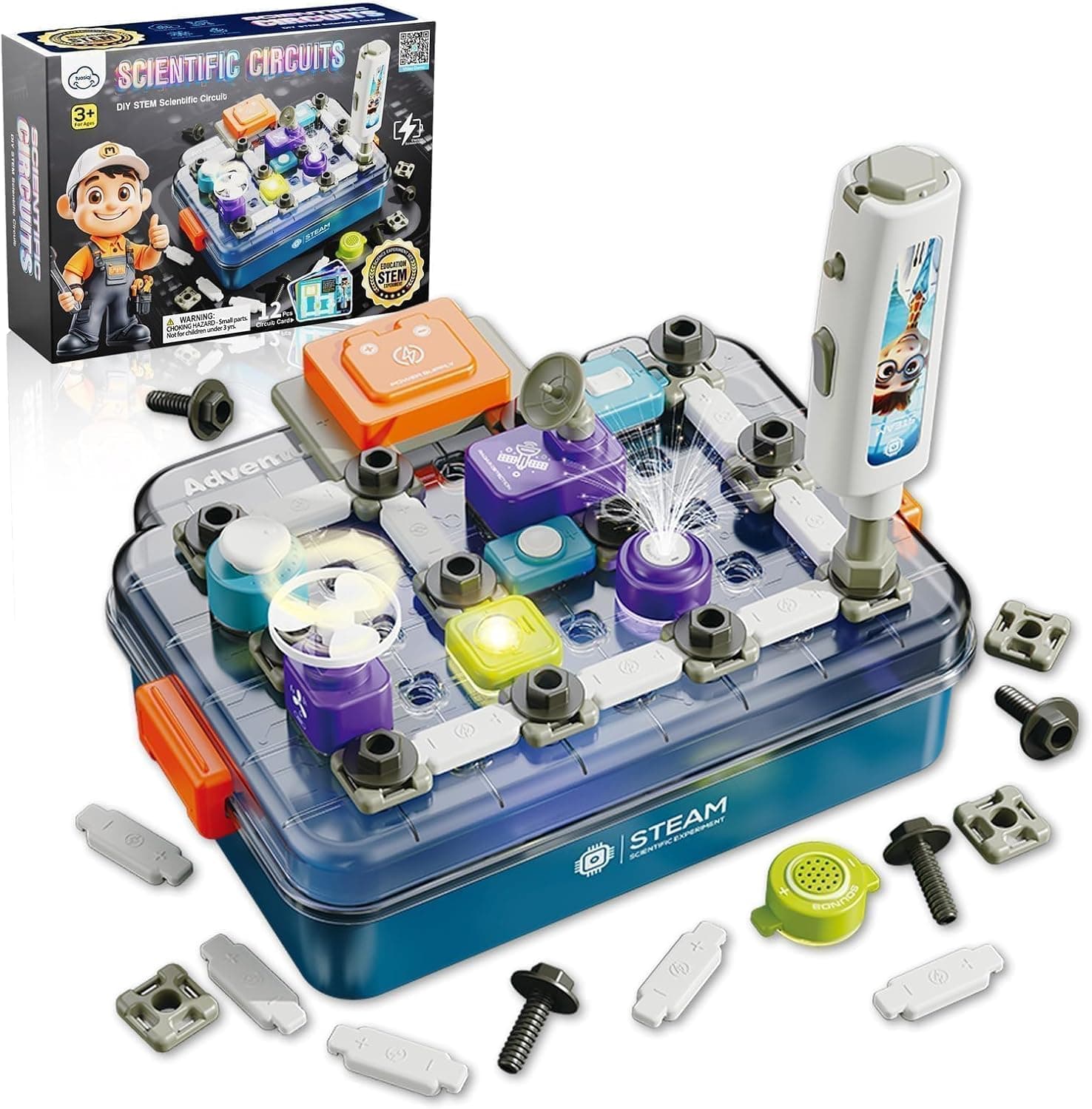 Kit Electrónica Niños 3+, 58 Pzas con Atornillador