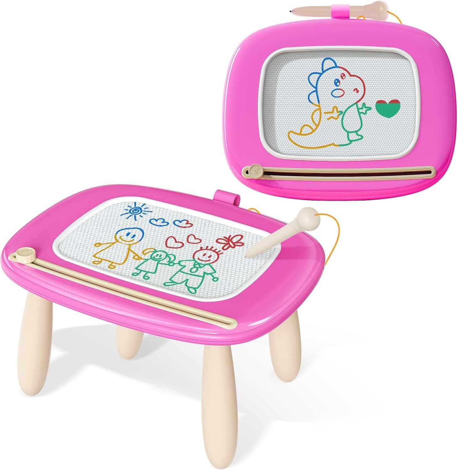 Kikidex Juguetes para niños pequeños de 1 a 3 años,pizarra mágicas magnética,juguetes para niñas,pizarra mágicas para pintar,juguetes educativos para bebés y niños,regalo de cumpleaños (Rosa oscuro)