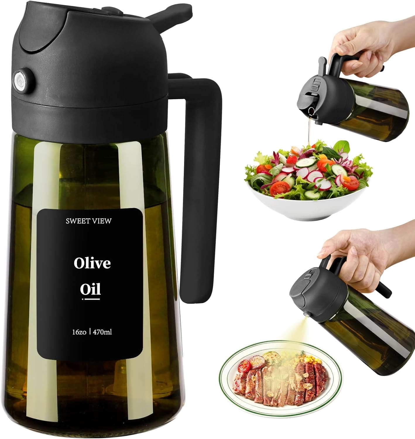 SWEET VIEW Aceitera Spray Pulverizador y Dispensador Aceite