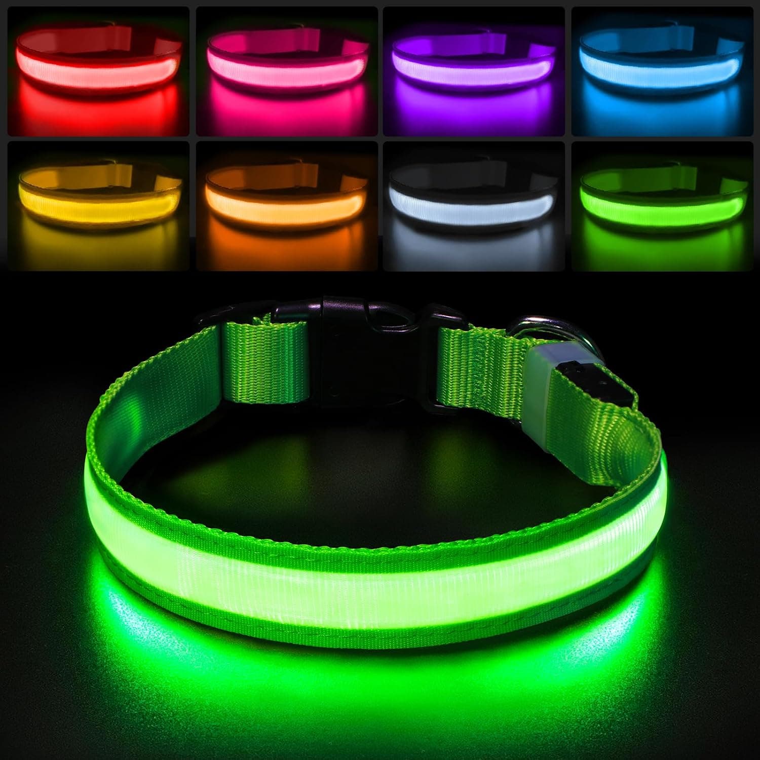 PcEoTllar Collar Luz para Perro Recargable, Verde M