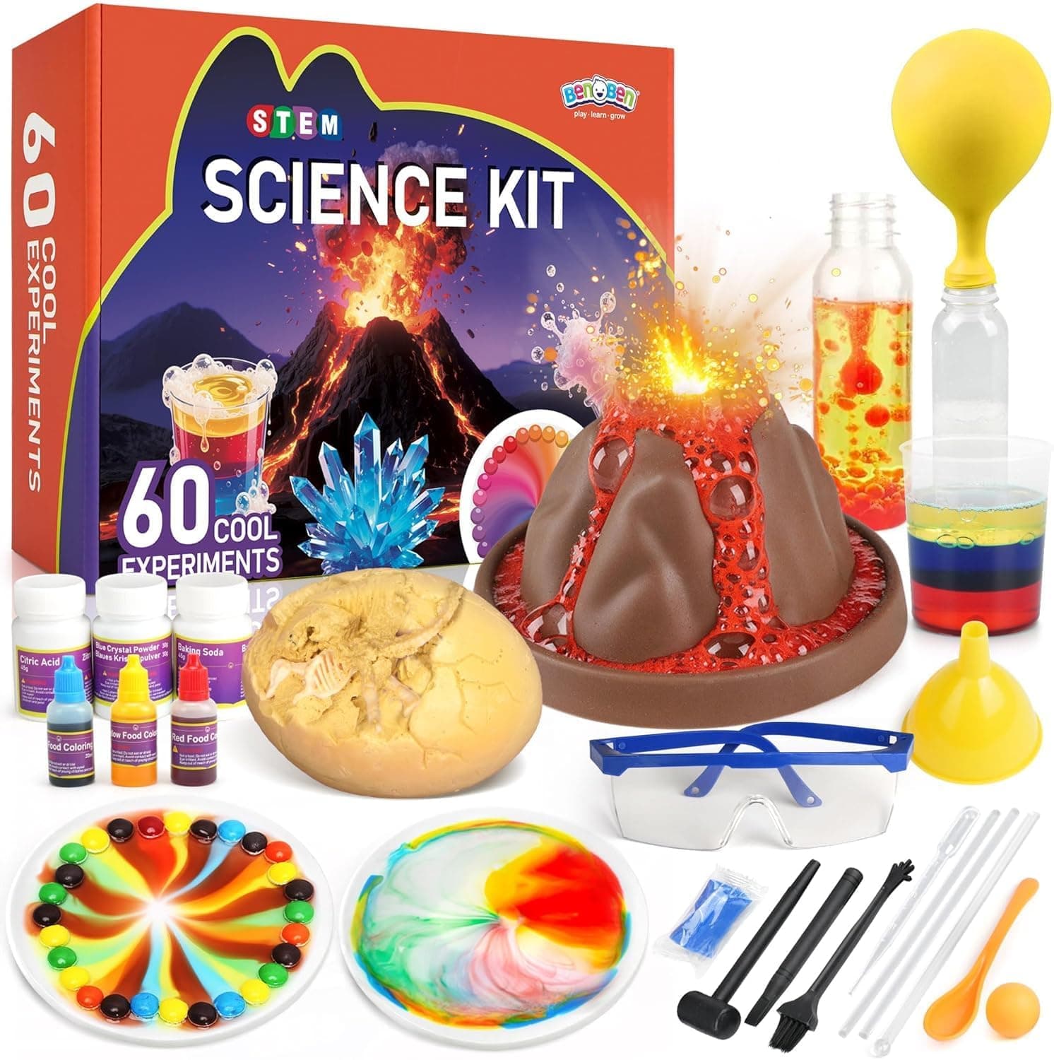 BenBen Kit Científico con 60+ Experimentos para Niños 6 7 8 9 10+ Años
