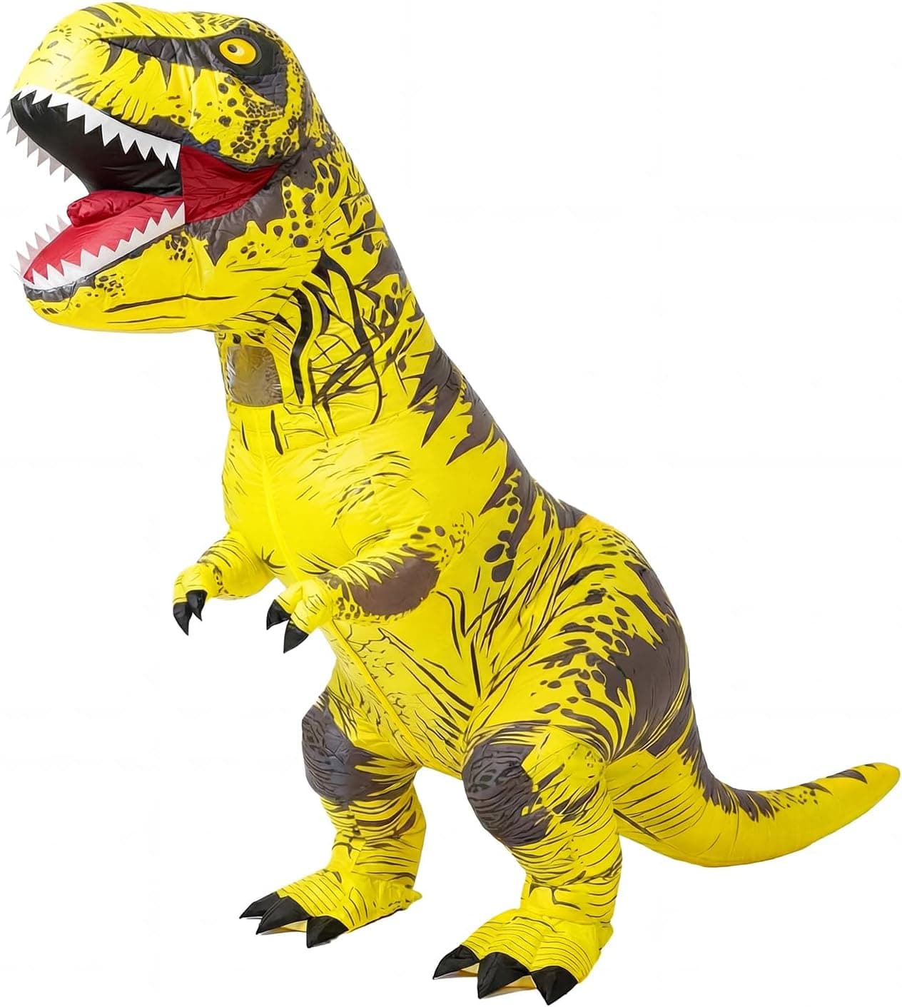 JASHKE Disfraz de Dinosaurio Traje Inflable Traje de Trex Disfraz de Halloween Disfraz de Adulto (Amarillo)