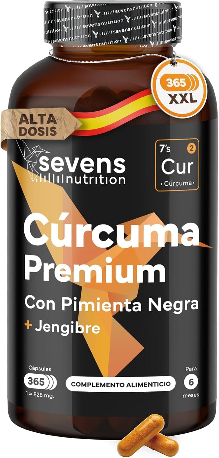 Cúrcuma con Jengibre y Pimienta Negra - 1410 mg por Dosis - 365 Cápsulas