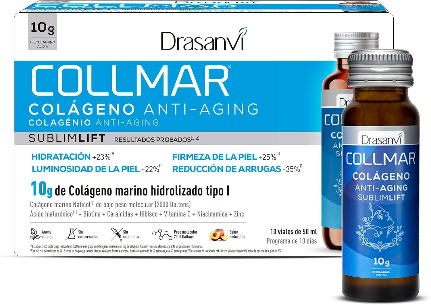 Drasanvi Colageno Marino SUBLIMLIFT 10 Shots 50ml Colágeno Melocotón