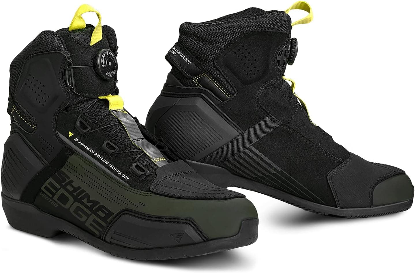 SHIMA EDGE VENTED Botas Moto Hombre Cuero Ventilada Zapatillas ATOP Verano Calzado Motorista Baja Adventure Cremallera Lateral Protección Tobillo Motocicleta Trail (Masculinos, Ventilado, Khaki, 41)