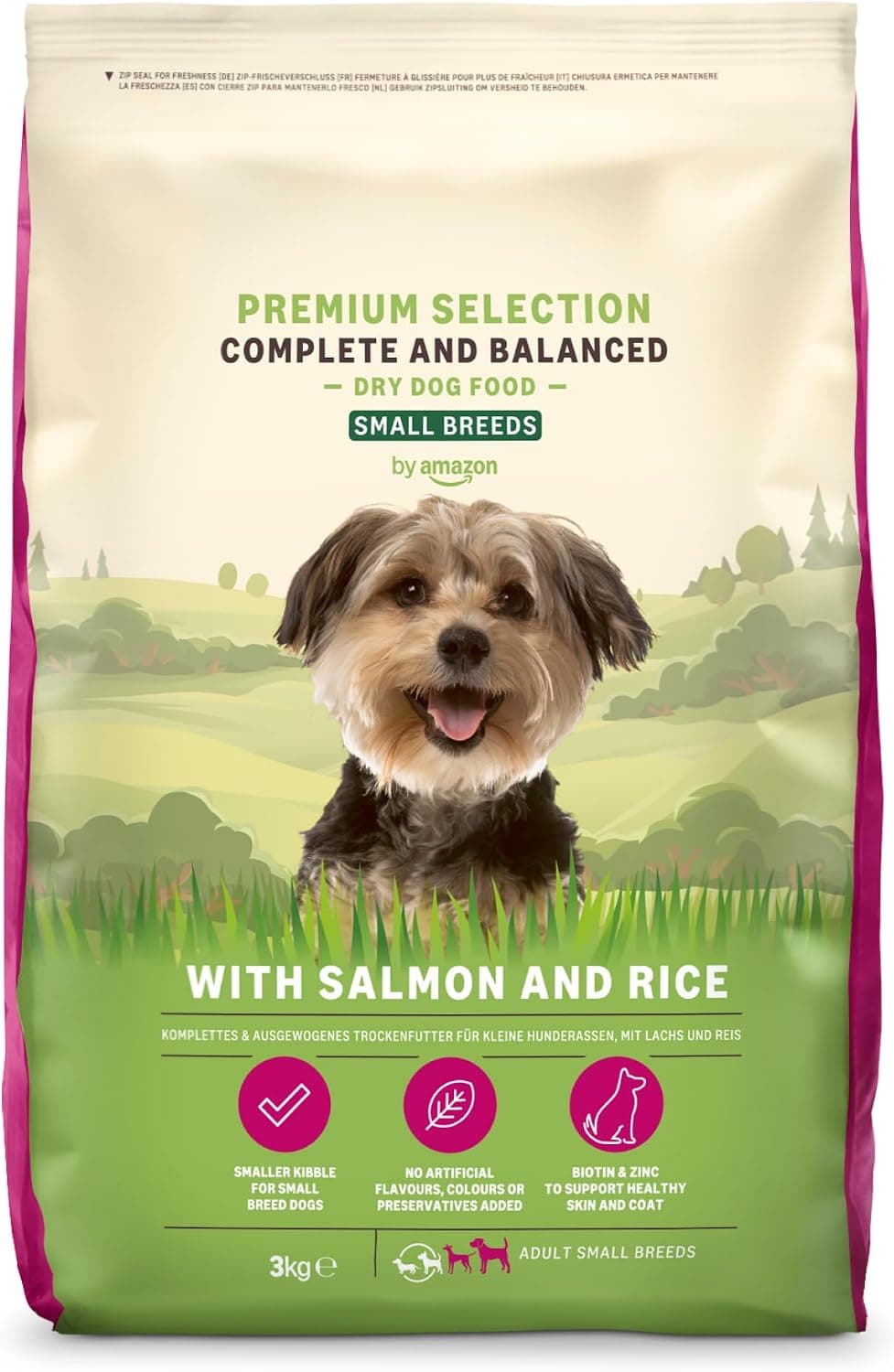 by Amazon Alimento seco Completo para Perros (Razas pequeñas) con salmón y arroz, 3 kg (Paquete de 1) (Anteriormente una Marca Lifelong, el Mismo Producto)