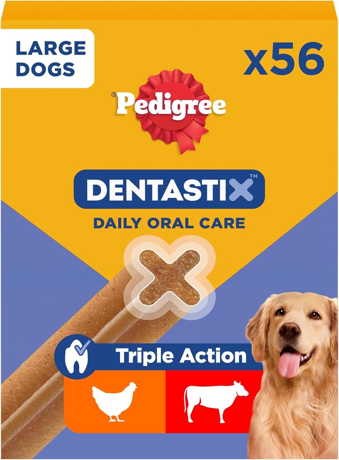 Pedigree Dentastix Snack Dental para la Higiene Oral de Perros Grandes (1 Pack de 56ud)