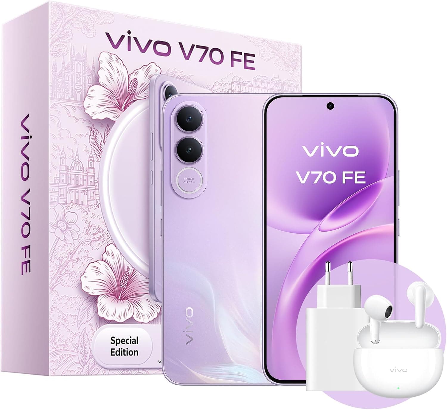 vivo V70 FE 5G 8+256GB Cámara 200MP OIS Pantalla 1,5K 7000mAh IP68 IP69