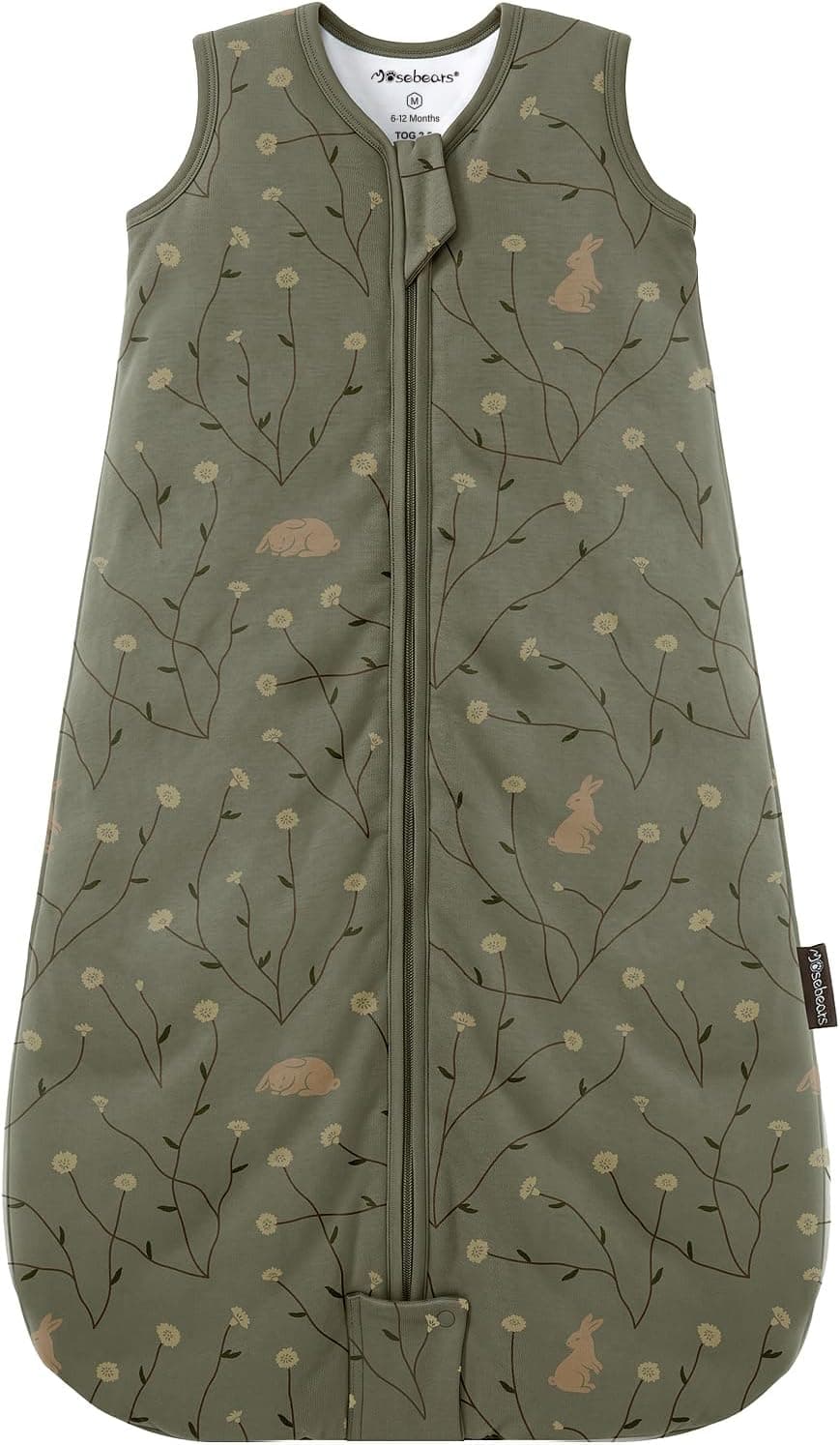 Mosebears Saco de Dormir para bebé de Invierno 2,5 TOG,100% algodón para Diferentes tamaños,Desde el Nacimiento hasta la Edad de 24 Meses para niños(Green,0-6 Meses)