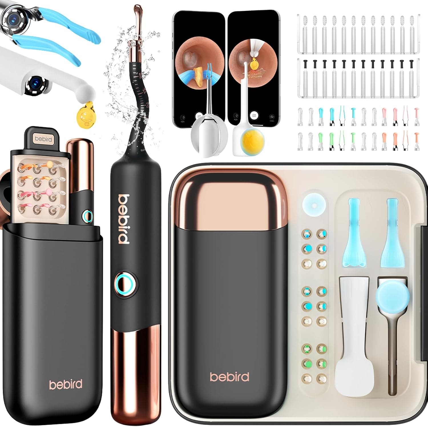 BEBIRD 2026 5G Otoscopio Limpiador Oidos con Camara, 1920P HD Flexible Endoscopio de Oído con 30+ Accesorios(Pinzas, Cuentagotas), Limpia Oido con Equipo de Diagnóstico ORL para Adultos y Niños