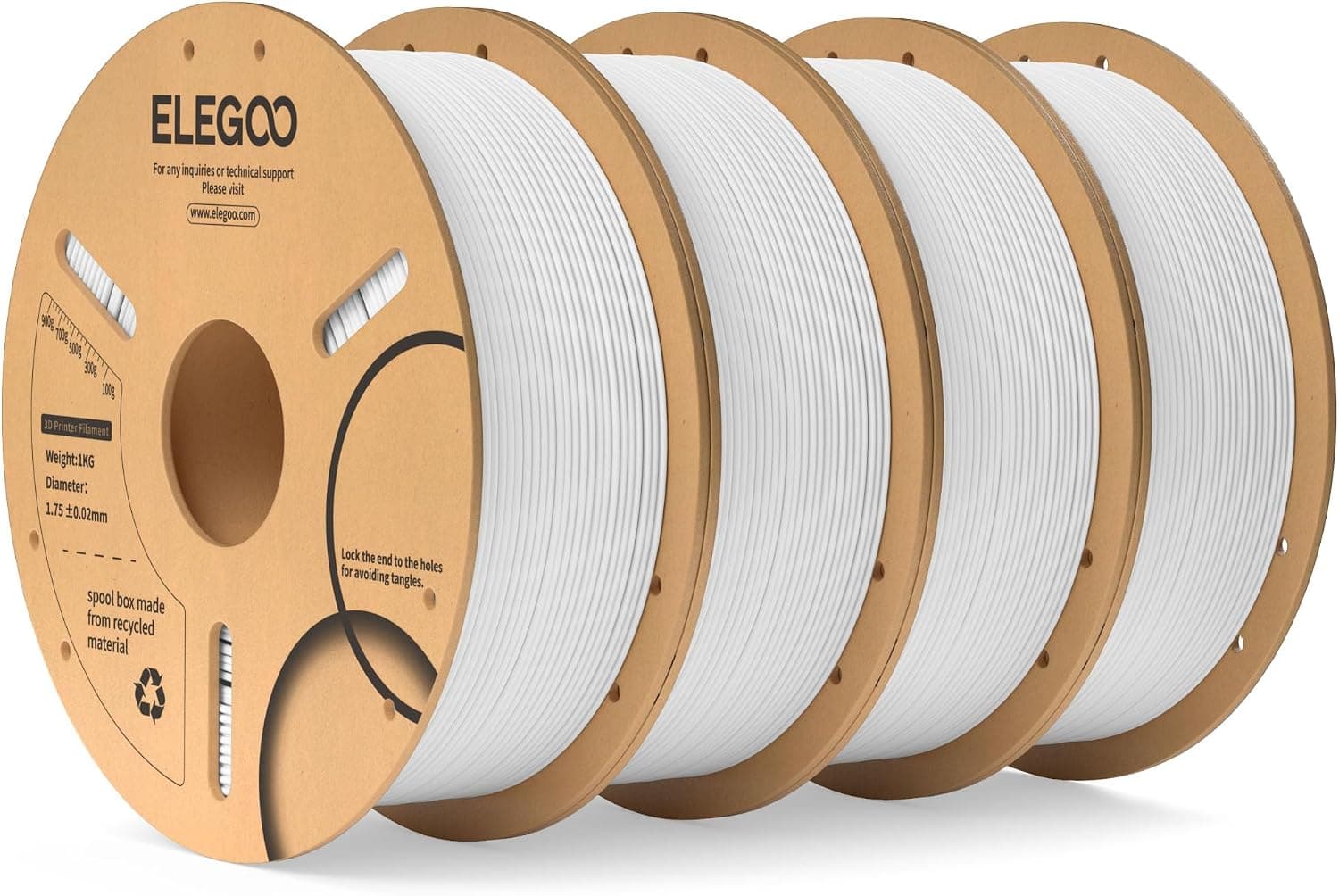 ELEGOO Filamento PLA 1.75 4KG Blanco