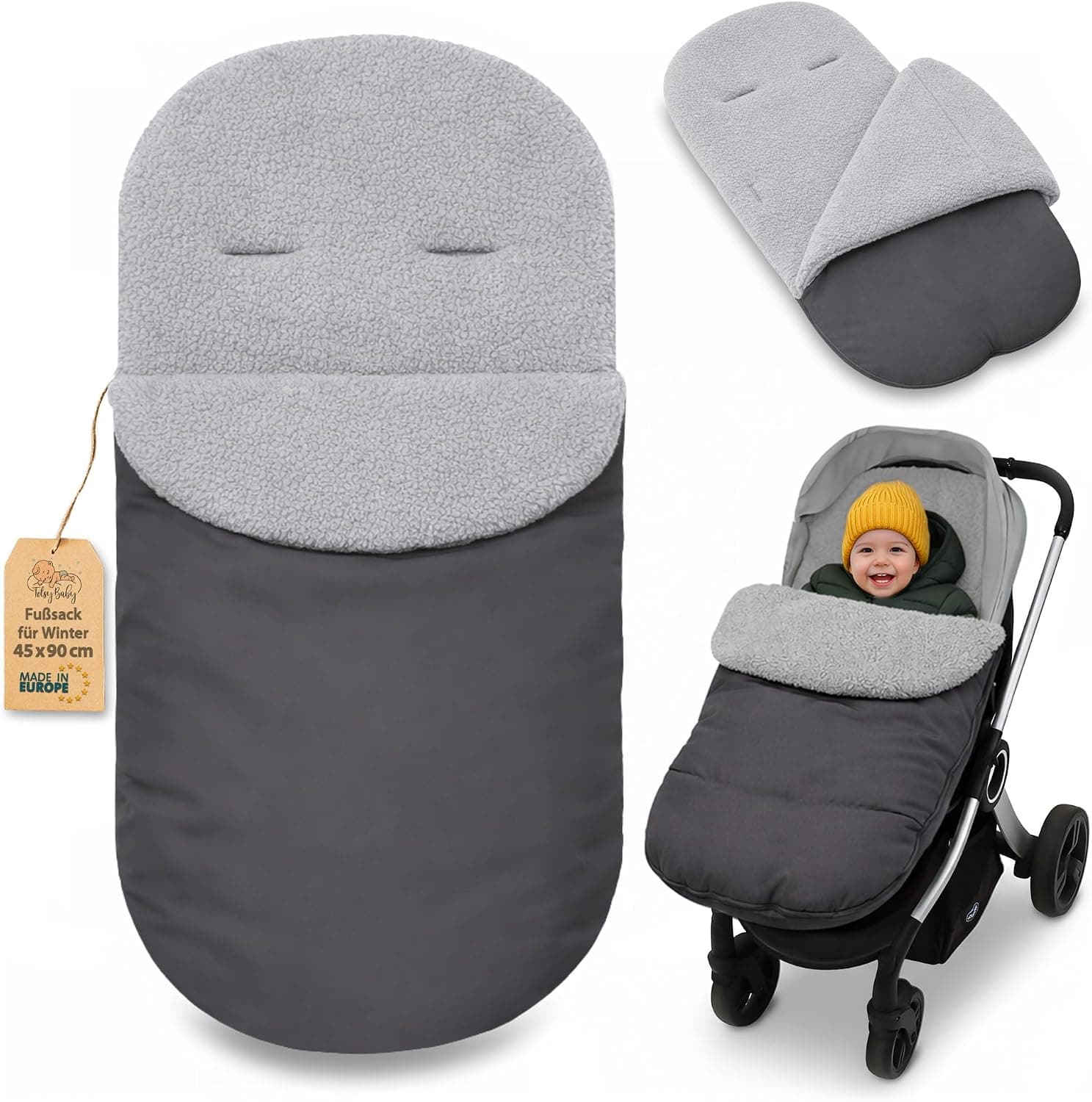 Saco Carrito Bebé Universal Invierno Silla de Paseo 90x45 cm en bouclé