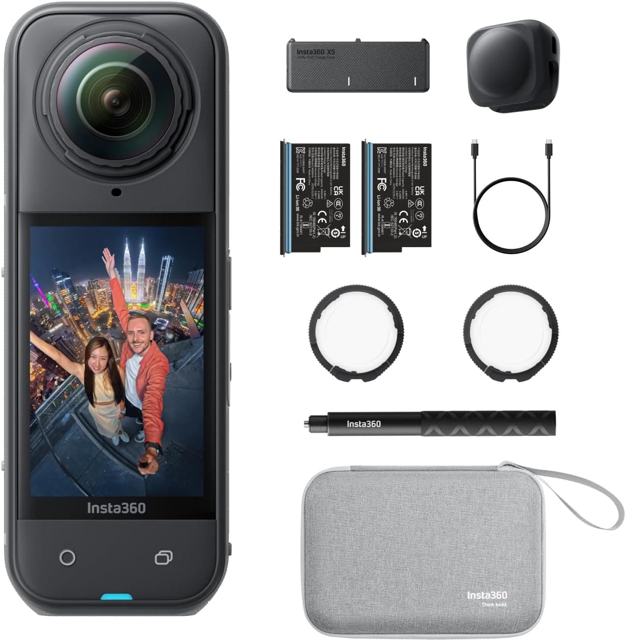 Insta360 X5 Paquete Esencial Negro -Cámara 8K 360°, sensores duales 1/1,28"