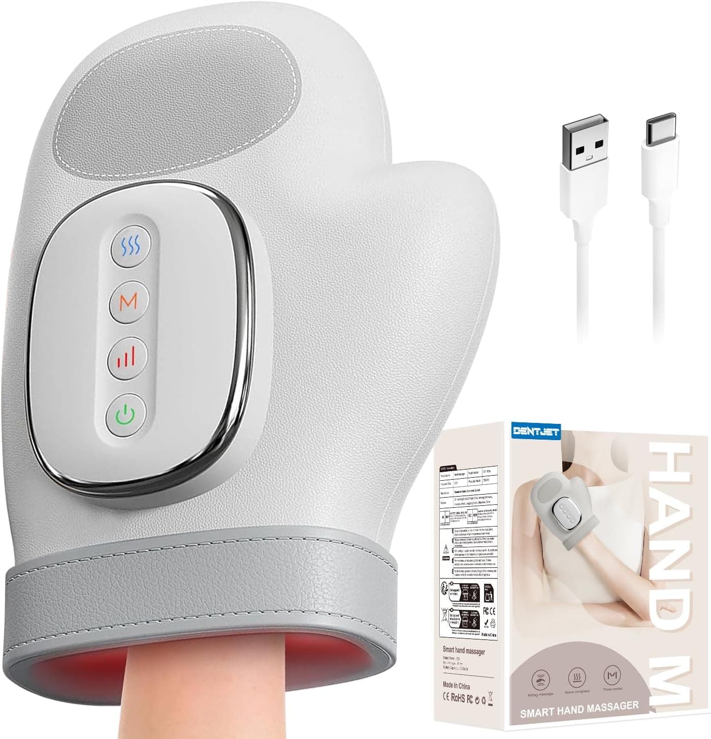 Masajeador de manos inteligente con alivio de compresión de calor, 3 modos para el alivio de la artritis y el túnel carpiano, masajeador eléctrico Shiatsu de muñeca/dedo/palma