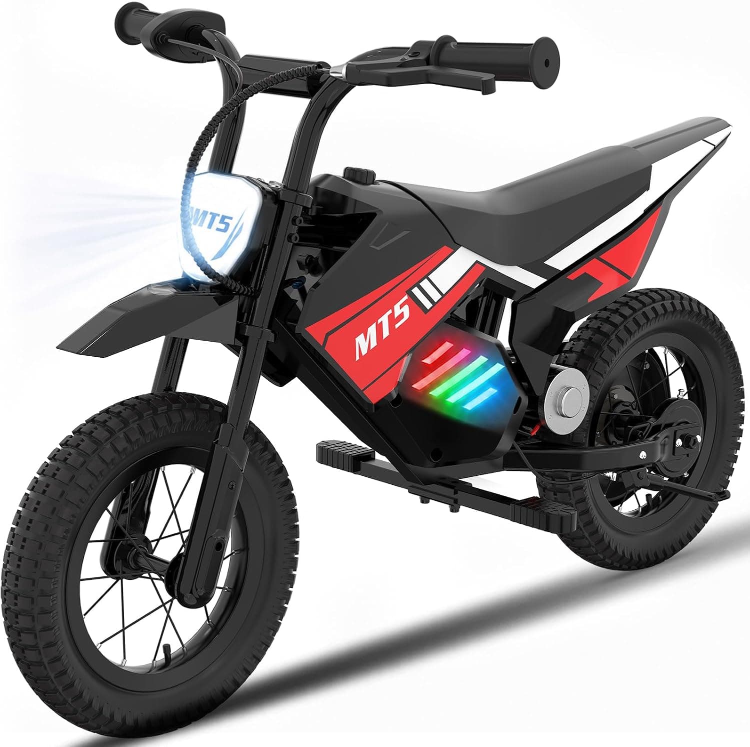Moto Eléctrica para Niños 150W, 2 Velocidades 8/16 km/h, Batería 5,2Ah, Autonomía hasta 15 km, Neumáticos Inflables 12 Pulgadas, Luces LED, Freno de Tambor, hasta 40 kg