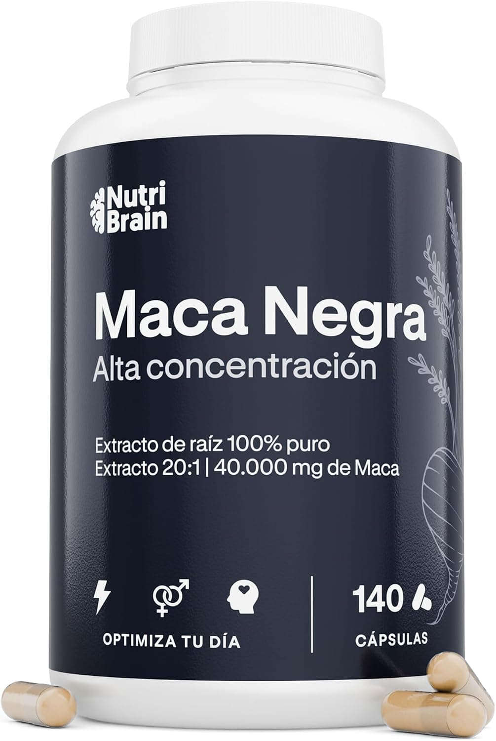 Maca Negra Andina 40.000mg Ultraconcentrada, Extracto 20:1, 140 Cápsulas