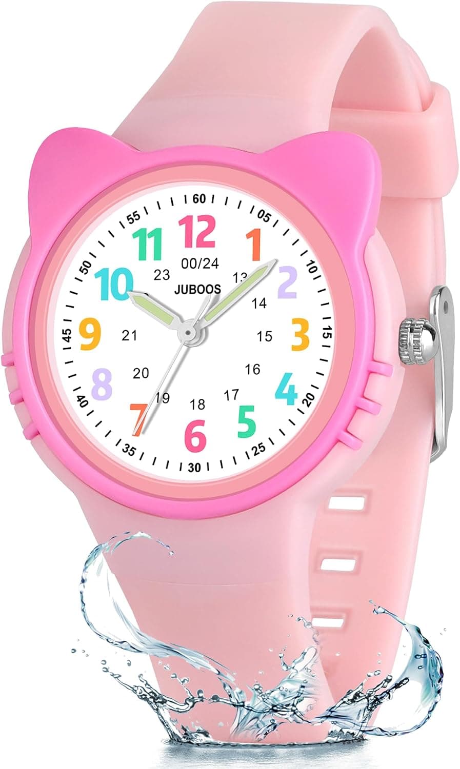 Juboos Reloj Analógico Niños Niñas Aprender La Hora 30ATM Reloj Fácil De Leer 4-12 Años Gran Regalo De Cumpleaños