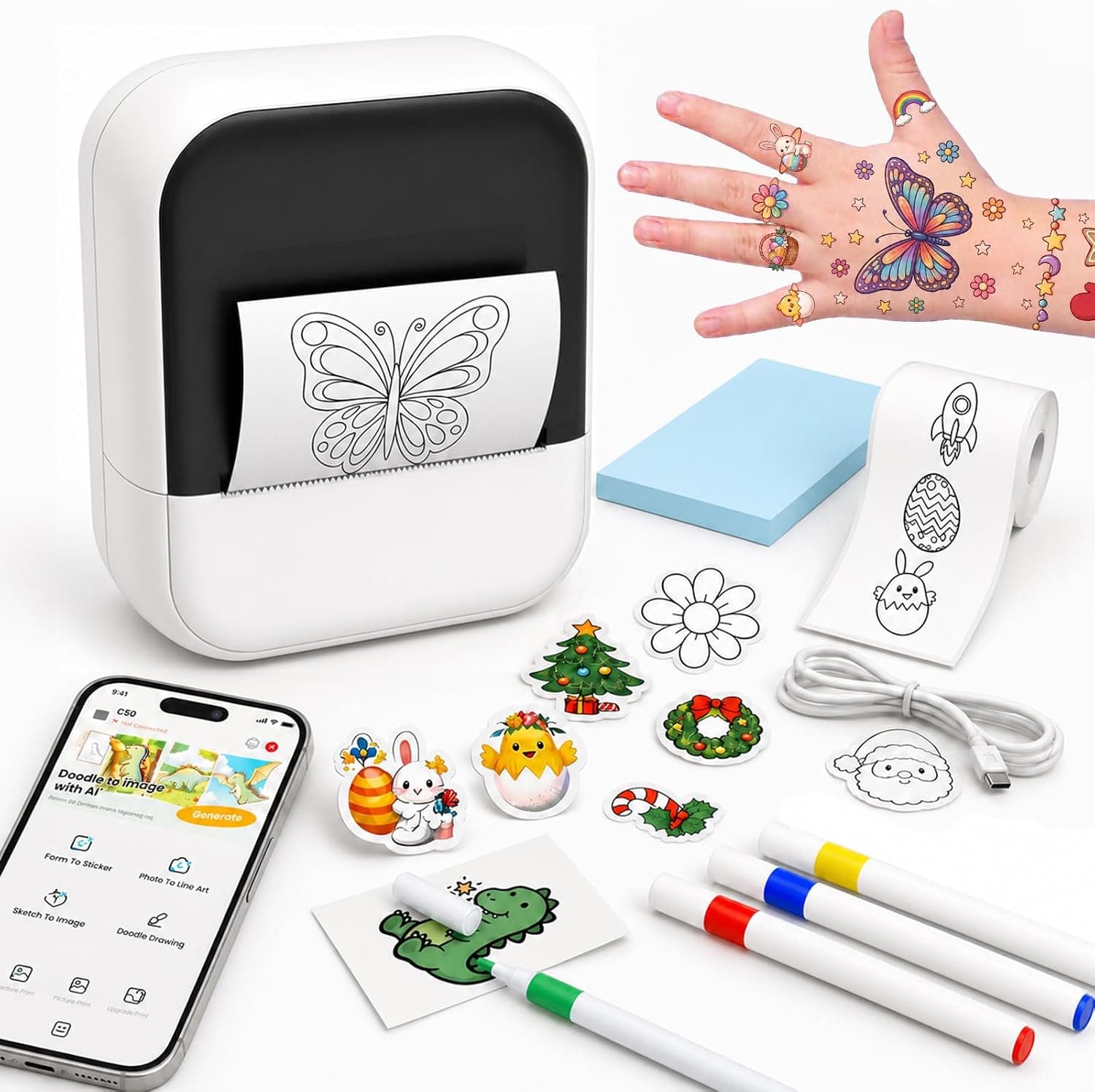 Impresora Tatuajes Temporales Niños, Tatuajes Personalizados, App IA