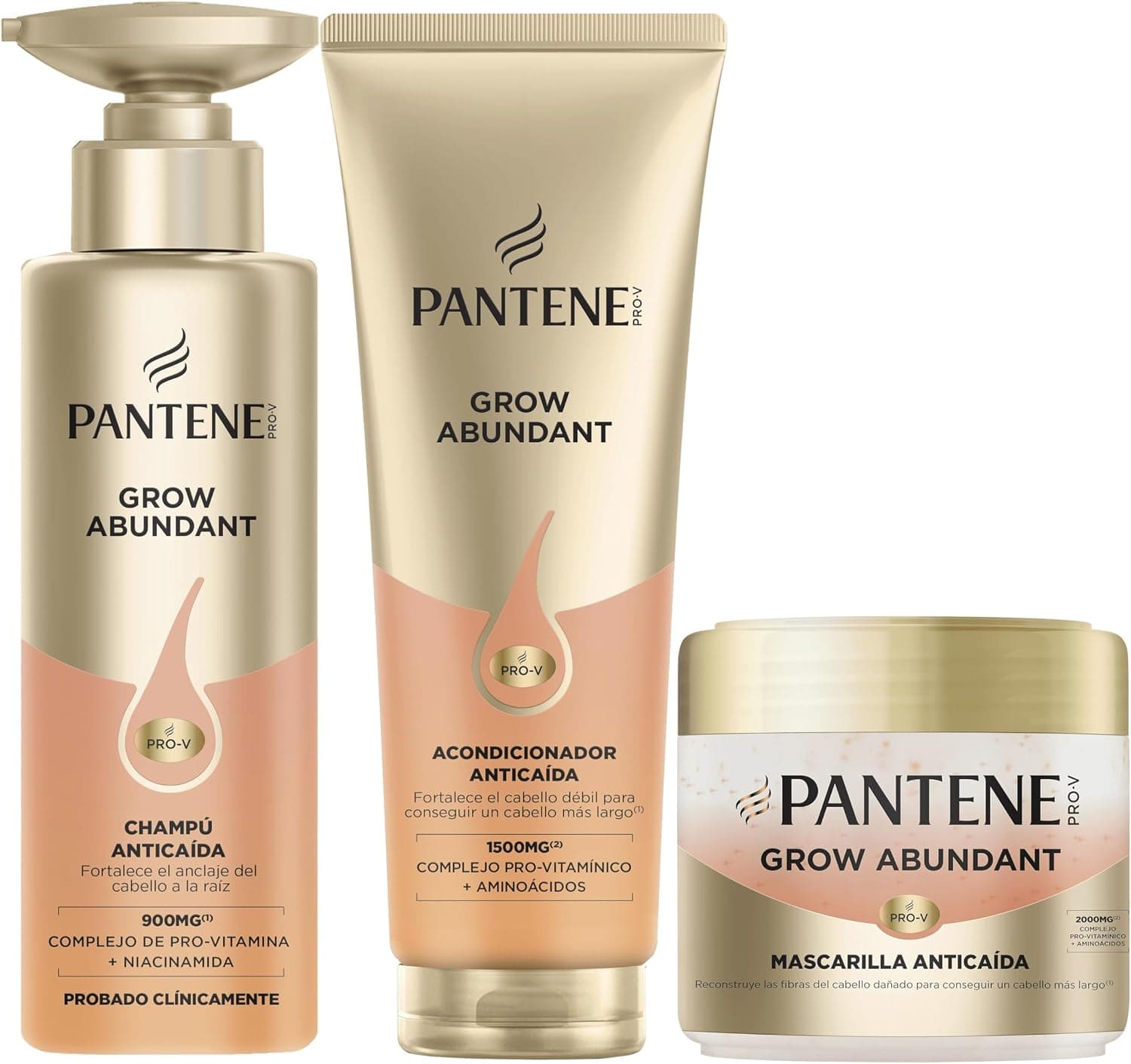 Pantene Grow Abundant Champú Anticaída + Acondicionador + Sérum Caída Pelo