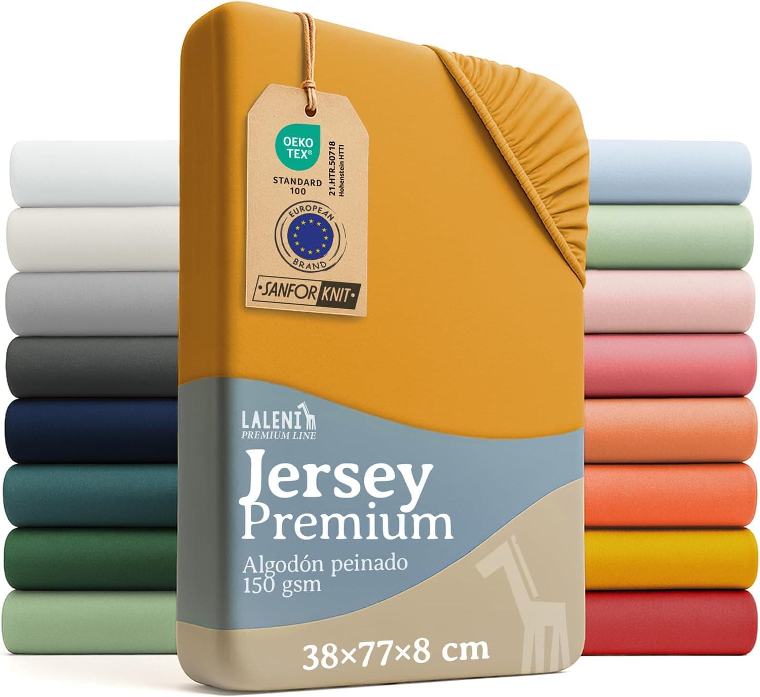 Laleni Premium Sabana Bajera Cuna 38x77 cm Cuna de Bebe - Sabana Bajera Cuna para Cochecito Bebe certificada Oeko-Tex - Sabana Cuna de 100% algodón - sabanas bajeras Cuna - Sabana minicuna - Amarillo