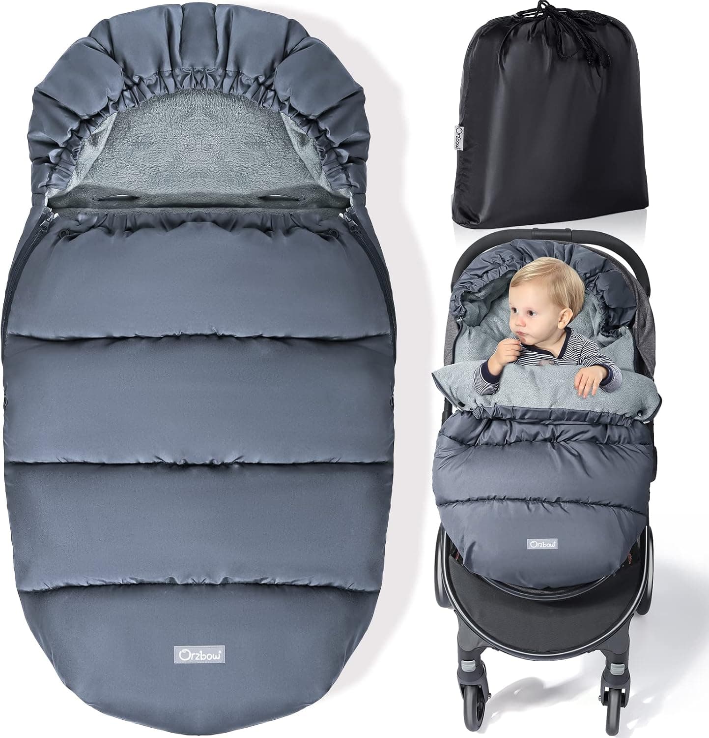 Orzbow Saco Silla Paseo Universal Invierno, Cremallera, Gris