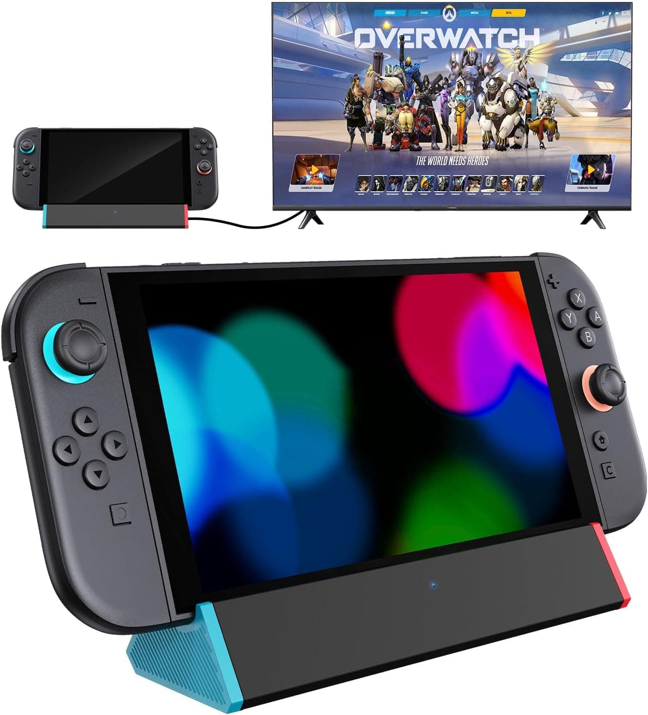 SiWiQU Switch 2 TV Dock, Portatile Base Support Compatibile con Nintendo Switch 2, NS 2 Cargador con 4K@120Hz Salida HDMI/100W Carga Entrada/USB Dock Oficial Repuesto[Sin Cargador ni Cables]
