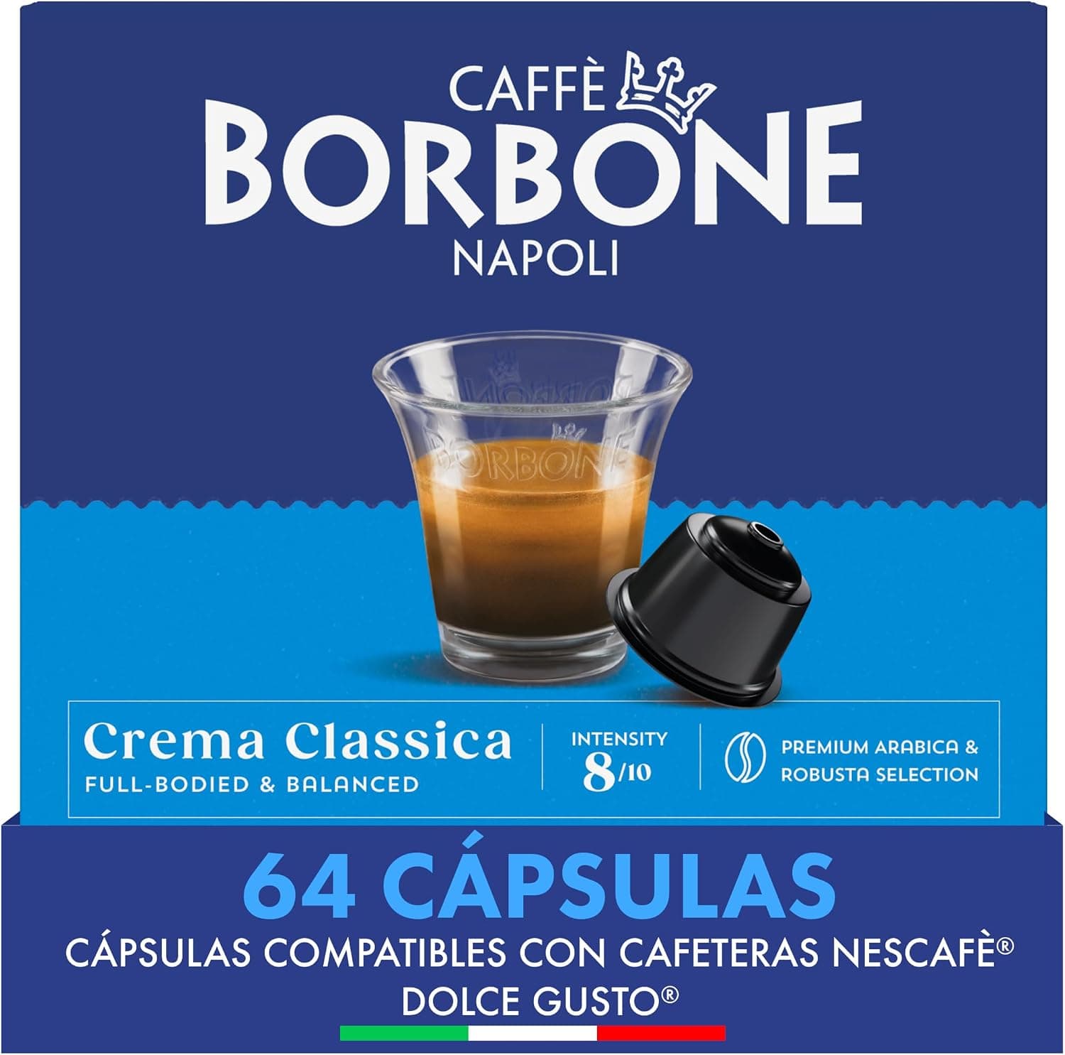 Caffè Borbone Crema Classica - 64 Cápsulas de Café - Con cuerpo y equilibrado - Compatibles con las Máquinas de Café de la marca Nescafè®* Dolce Gusto®*