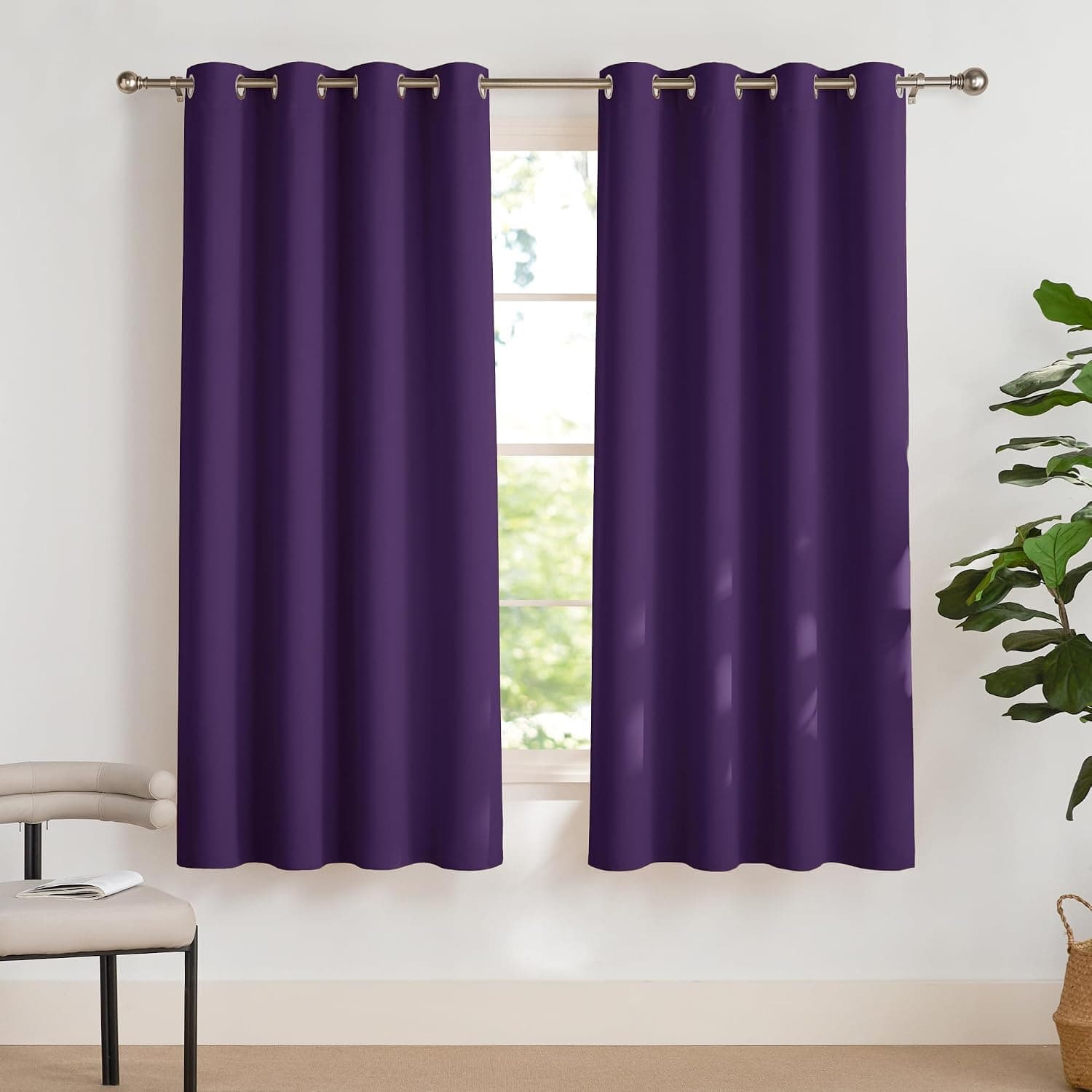PONY DANCE Cortinas Opacas Cortas para Ventanas 2 Piezas,140x175cm(AnxAl)