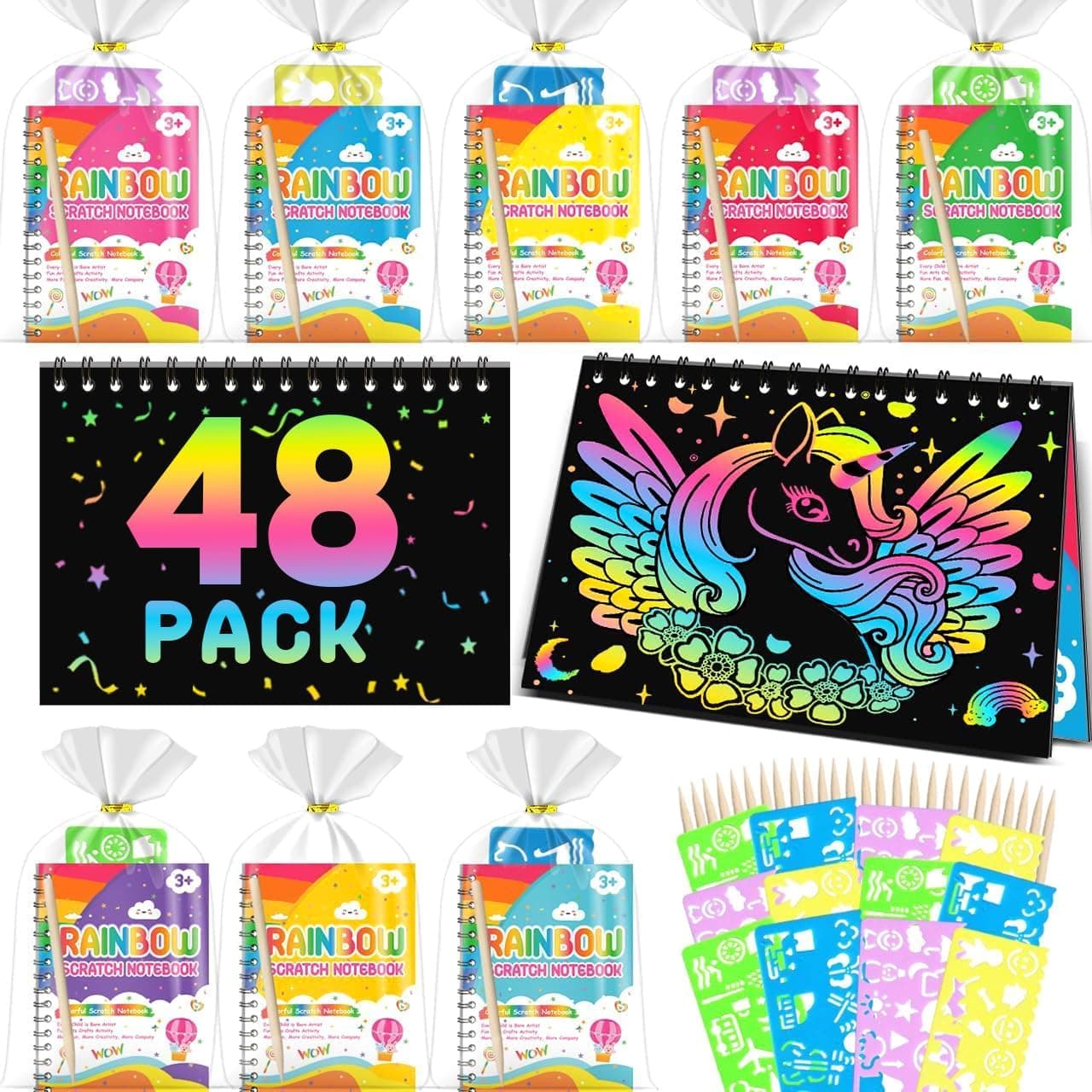 48 Kits de Scratch Art para Niños, Detalles Cumpleaños Niños