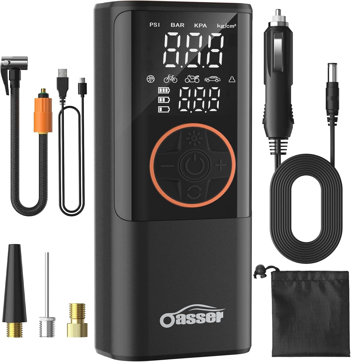 Oasser Compresor Aire Portatil Pequeño 6000mAh 150PSI, Cable Encendedor 3M