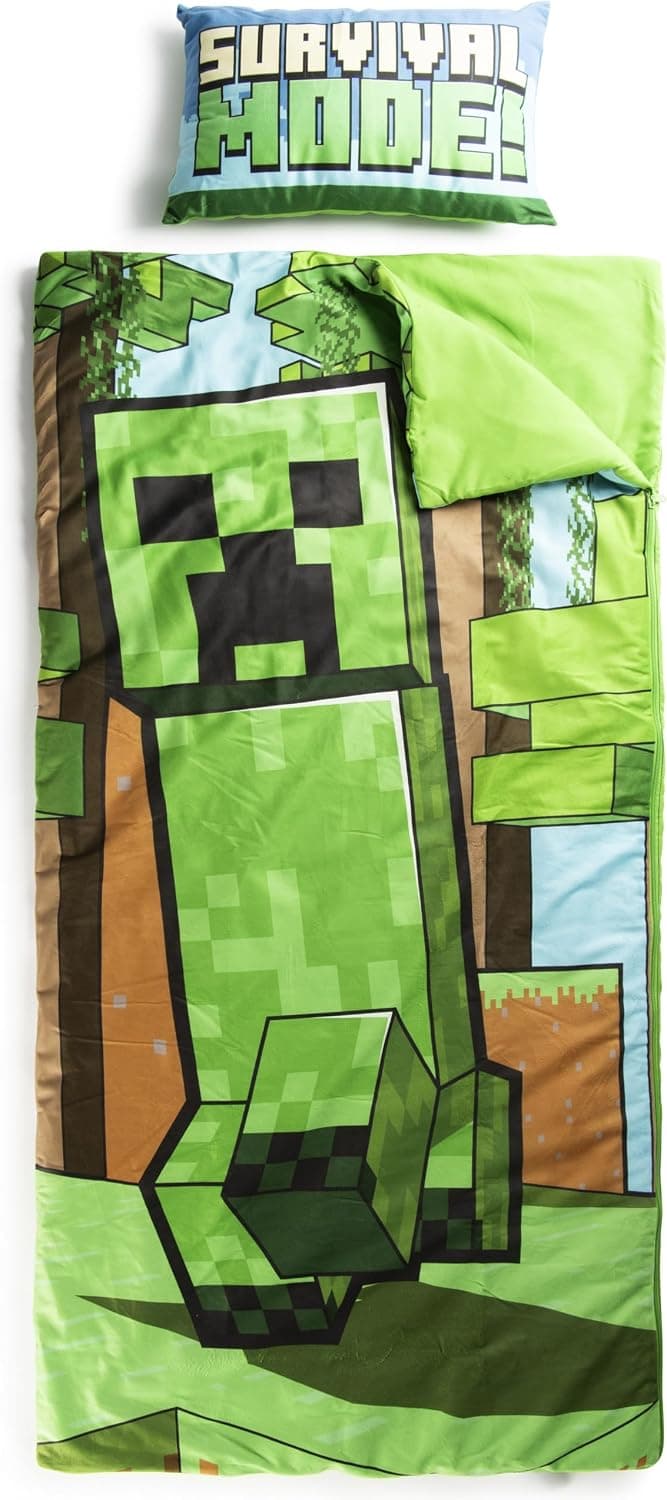 Juego de saco de dormir y almohada para niños, acogedor (137 x 69 cm), saco de dormir interior con asa de transporte y almohada (43 x 28 cm), ideal para viajes escolares y fiestas de pijamas, juego de