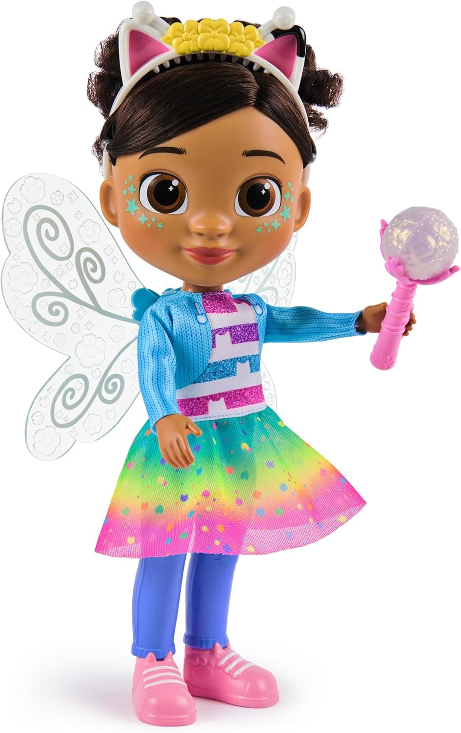 Gabby's Dollhouse - Muñeca Gabby Hada 33 cm con Alas Luminosas y Sonidos