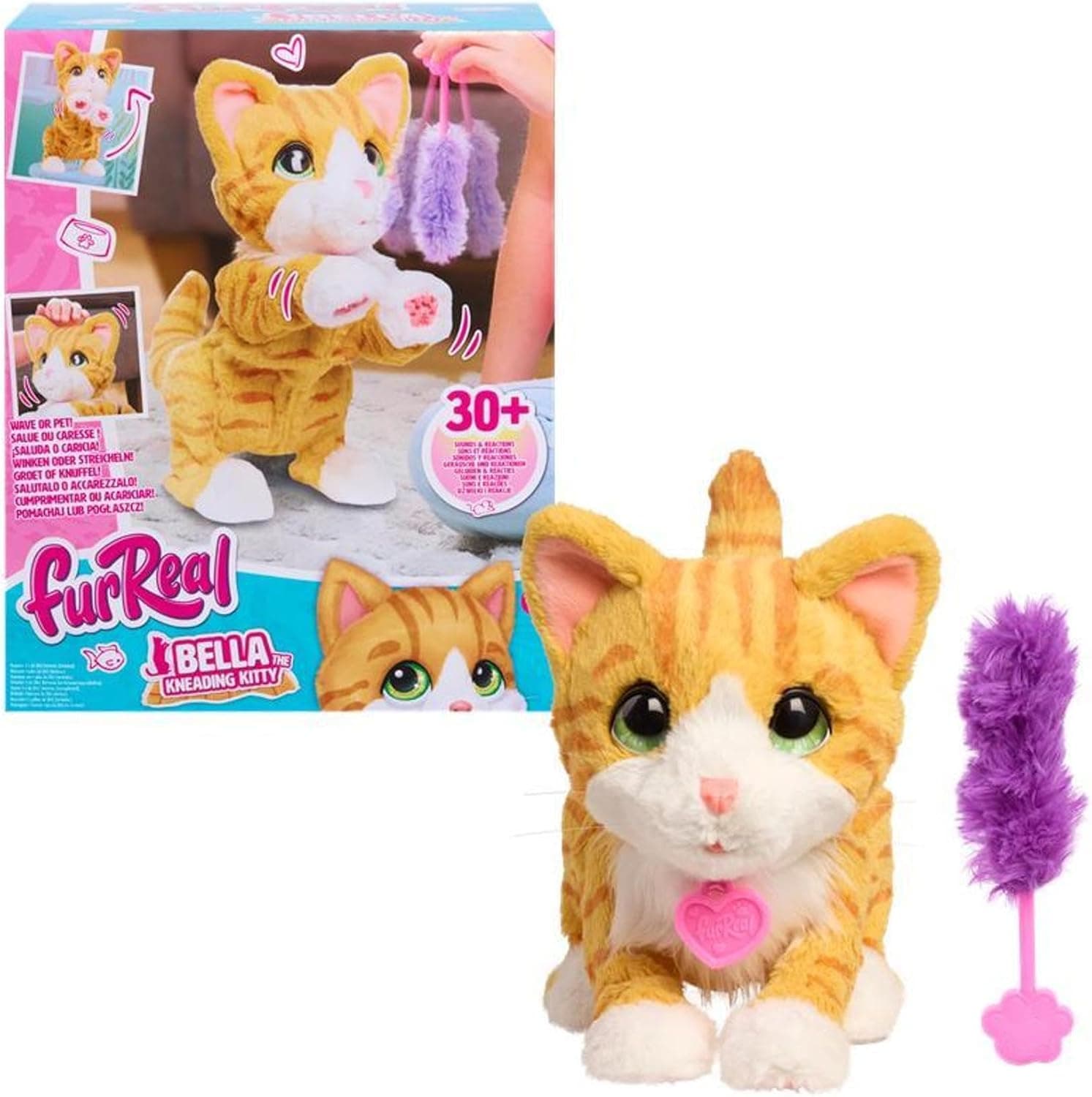 Just Play Juguete Interactivo furReal Bella The Biscuit-Making Kitty, de 25,4 cm, más de 30 Sonidos y reacciones, Animal de Peluche, Juguete para niños a Partir de 4 años