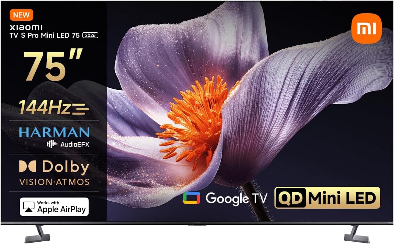 XIAOMI TV S Pro Mini LED 75,Smart TV,Dolby Vision,Dolby Atmos,4k QLED,144Hz,Google TV,HDR 10+,Triple Tuner,DVB T2,MEMC,DTS-X,Harman AudioEFX，Prime Video,Google Assistant,Airplay2