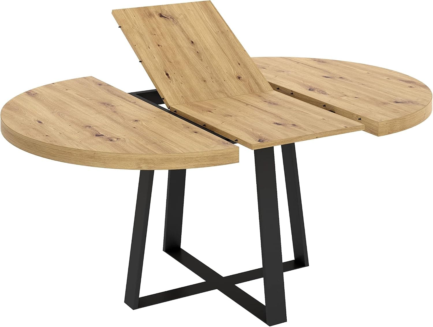 DEKIT GRUPO RIMOBEL Duna Mesa de Comedor Redonda Extensible, Melamina, Nordic, 77x110-158 cm