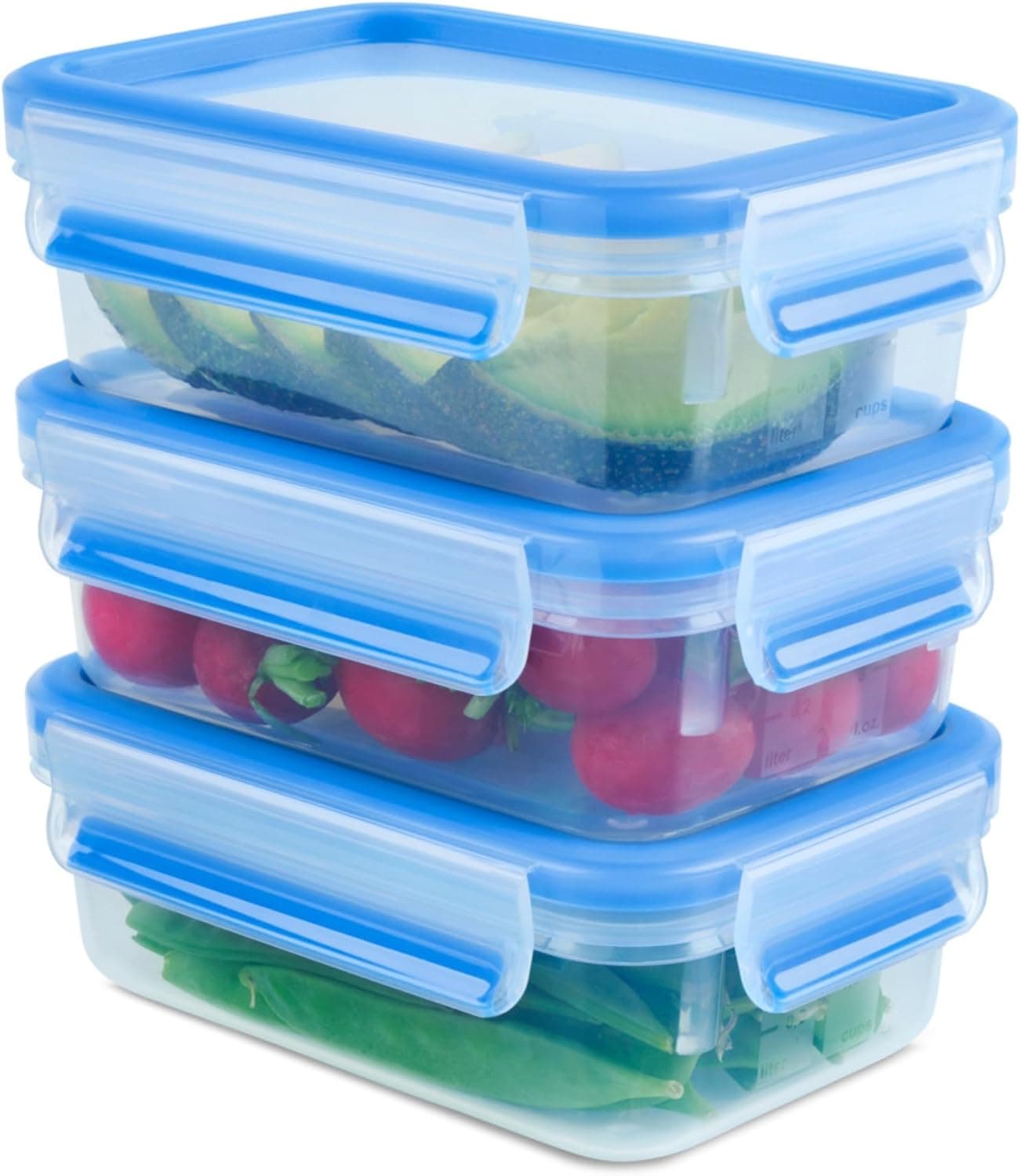 Emsa Clip&Close Fresh - Set de 3 Recipientes Herméticos Plástico de 0,55 L, higiénico, no olores ni sabores, apto lavavajillas y microondas, certificado Baby Care