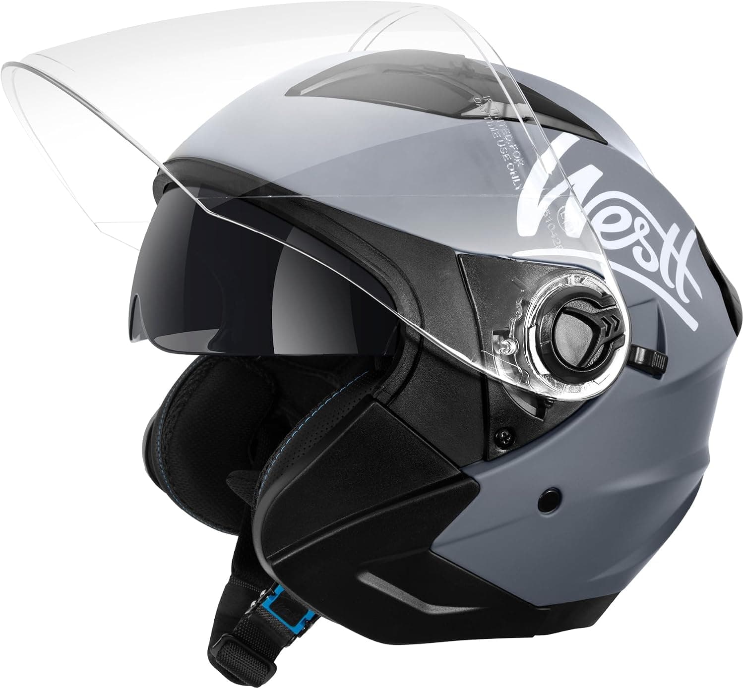 Westt Jet Casco Moto Hombre Mujer Casco de Moto con Doble Visera capacete Casco Jet Scooter Trail, Certificado ECE Dot, Tallas S-XL