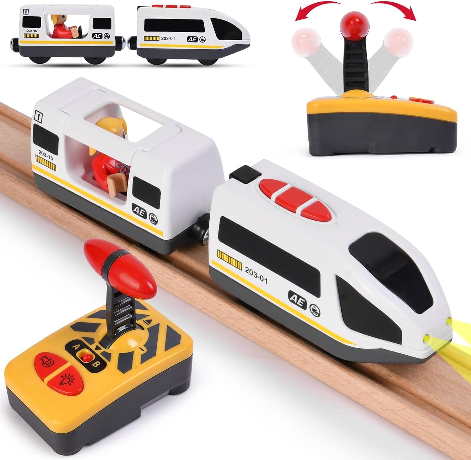 HOTUT Tren Eléctrico de Juguete para Niños, Tren de Locomotora de Acción, Juguete de Riel de Locomotora de Ferrocarril Magnético, Conexión Magnética, Compatible con Vías de Madera