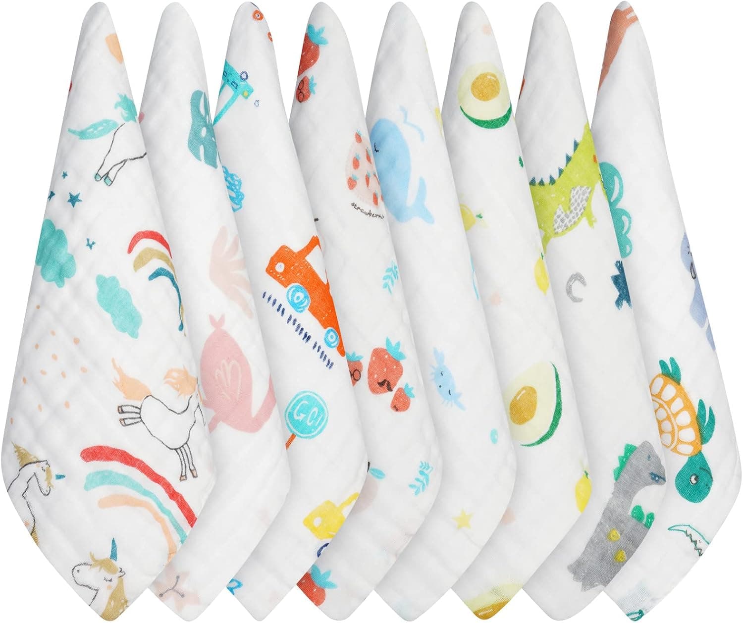 Aolso Muselinas Bebe Algodon 25x25cm, 8pcs Toalla Facial Infantil, Toallas De Muselina, Gasas para Bebes Nacidos,Suaves Paños de Muselina para bebé
