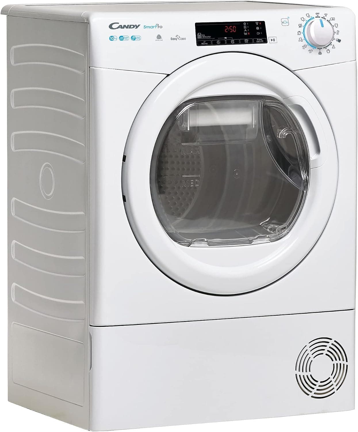 Candy Smart Pro CSOE H10A2TE-S, Secadora 10KG, Bomba Calor, Pantalla Smart Text, WiFi, App hOn, 7 Ciclos Rápidos, Cajón Condensación 5L, Planchado Fácil, Inicio Diferido 24H, Blanco