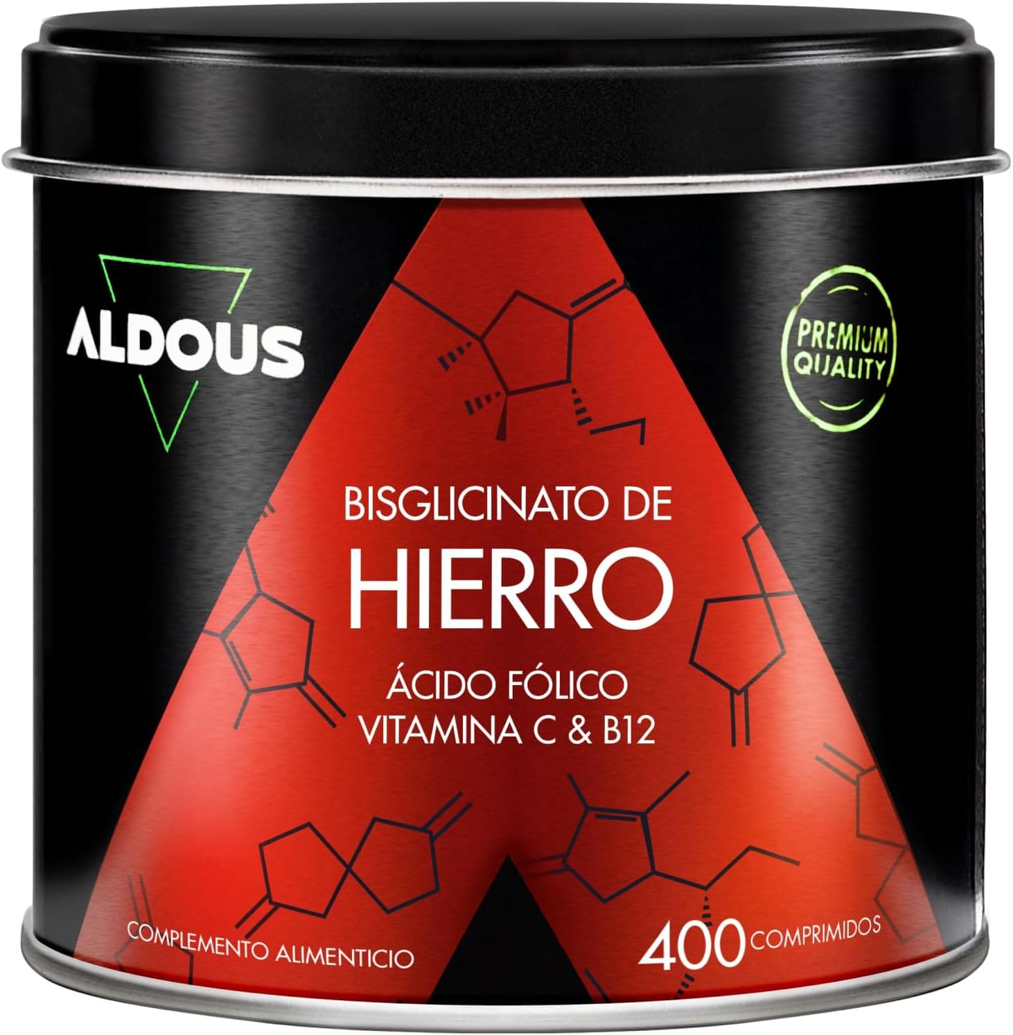 Hierro Suplemento 28 mg - 400 Comprimidos + Vitamina C, B12 y Acido Folico